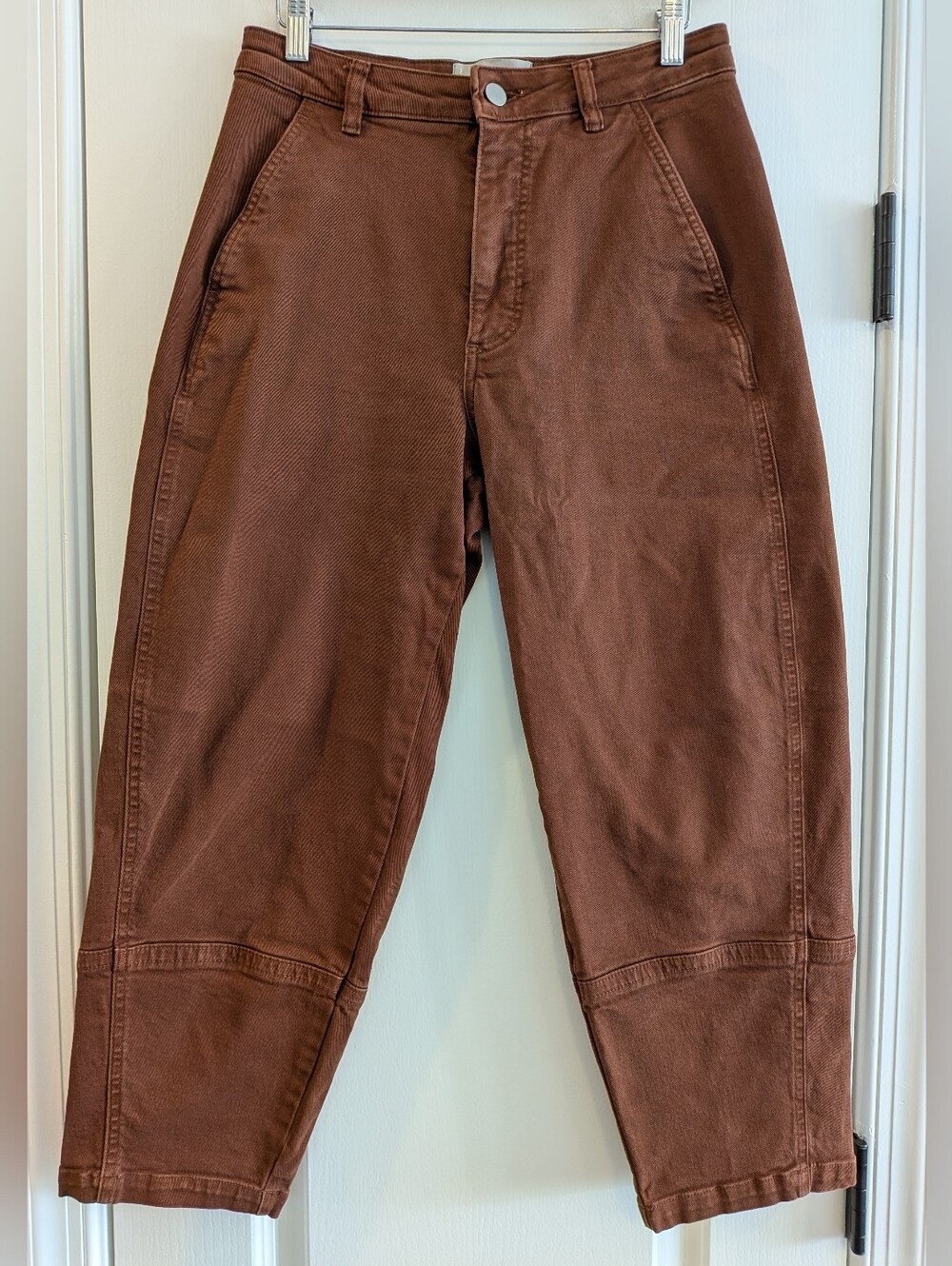 Everlane The Utility Barrel Leg Pants Brown Organic Cotton High Rise Size 6